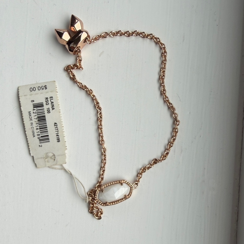 Kendra Scott Rose Gold Bracelet with White Stone